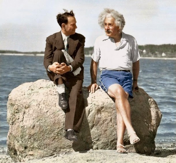 28 Realistically Colorized Historical Photos Make the Past Seem Incredibly Alive - Albert Einstein in Long Island, 1939