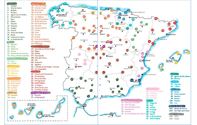 Mapa del libro De pícnic por España