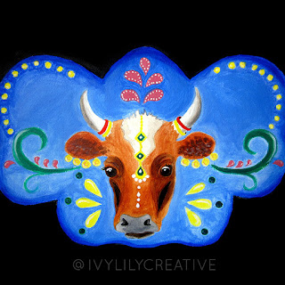 Bollywood cow acrylic painting