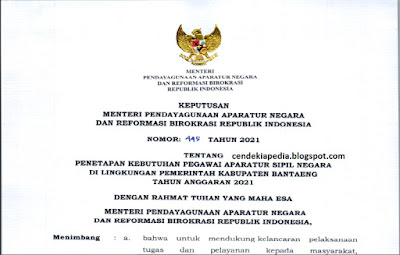 Rincian Formasi CASN CPNS PPPK Kabupaten Bantaeng Tahun 2021