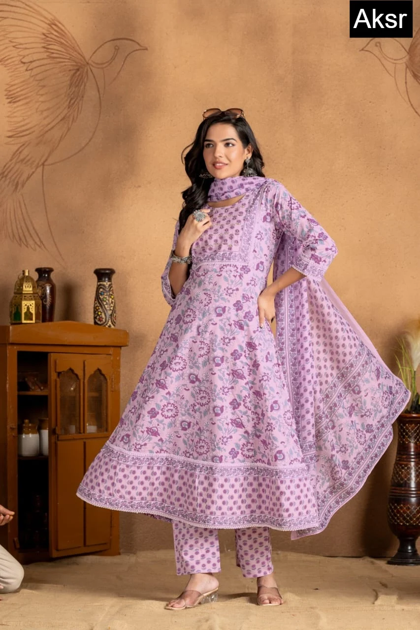 Design 1017 Aksr Pure Cotton Readymade Anarkali Suits