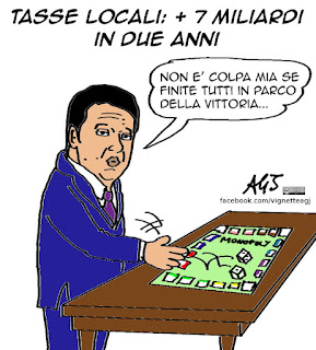 renzi, tasse, enti locali, vignetta satira