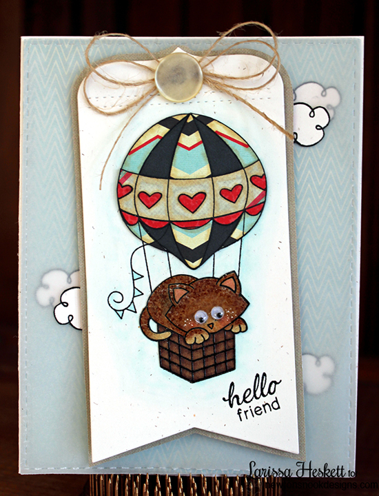 Hot Air Balloon Card by Larissa Heskett | Newton Dreams of Paris Cat Stamp set by Newton's Nook Designs