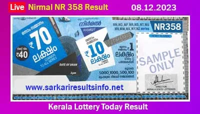 Kerala Lottery Today Result 08.12.2023 Nirmal NR 358