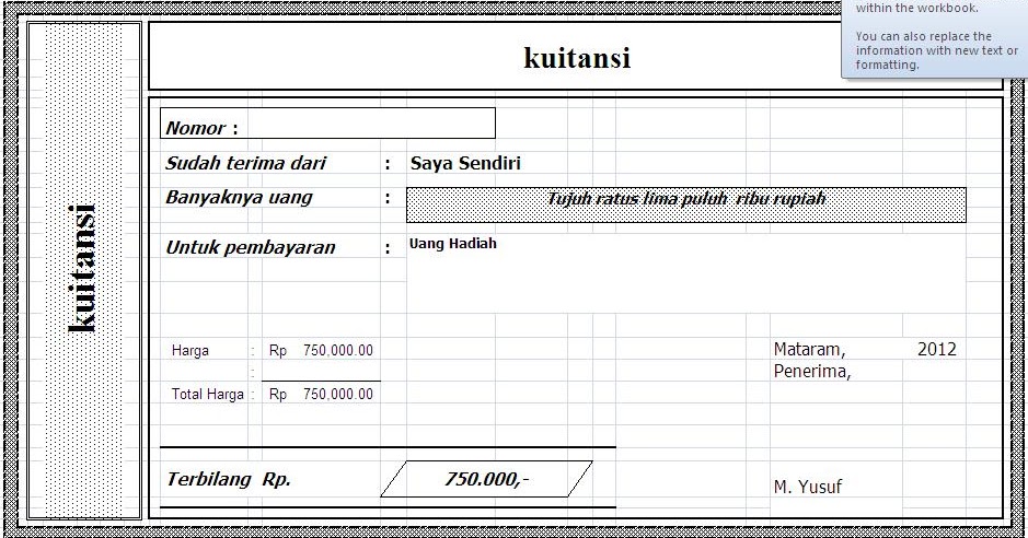 Yook Download Contoh: Download Kwitansi Sederhana File Excel