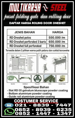 gambar daftar harga rolling door one sheet, rolling door one shutter harga murah untuk seluruh wilayah di indonesia