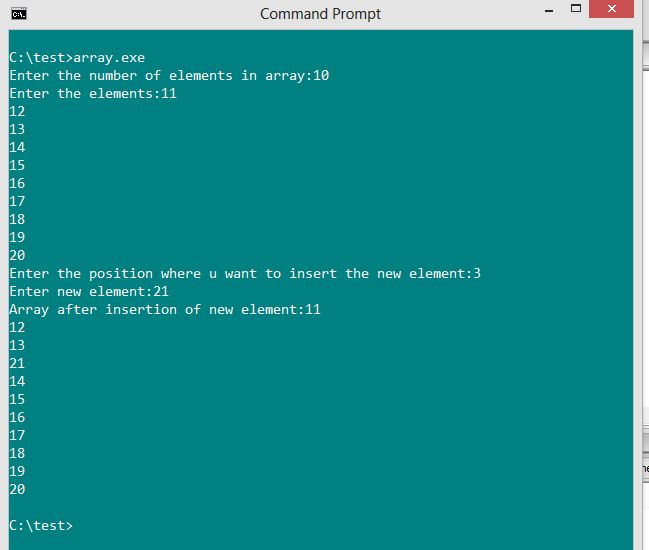 C programs, c programming, array insert