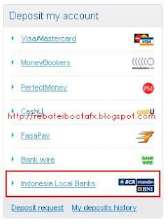 Deposit Local Bank OctaFx Bank BNI Step-1