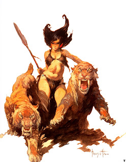 Frank Frazetta cover art for Savage Pellucidar by Edgar Rice Burroughs