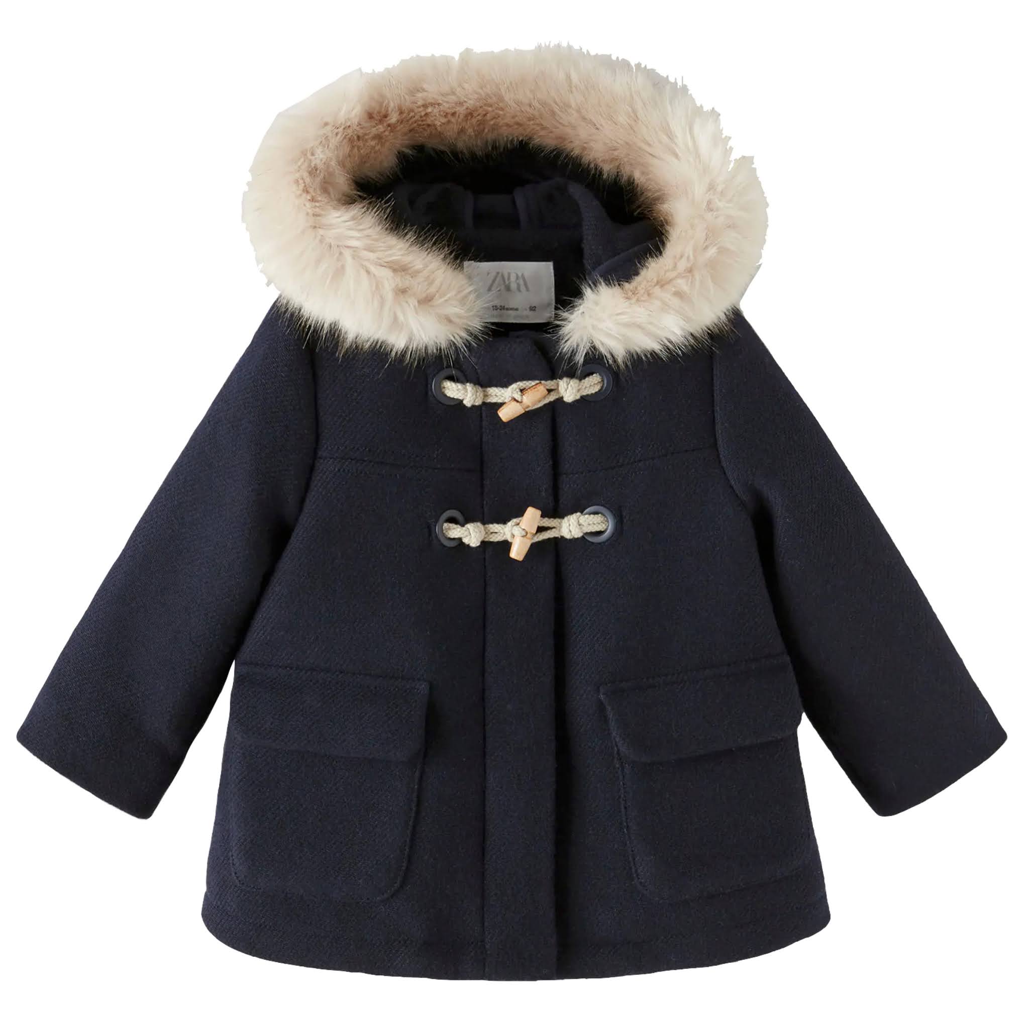 Kids Faux Fur Trimmed Coat from Zara Kids
