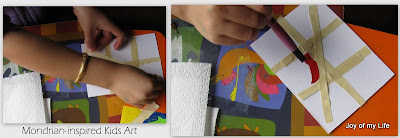 Kids Art: Mondrian-inspired Chalk Pastels and paintings