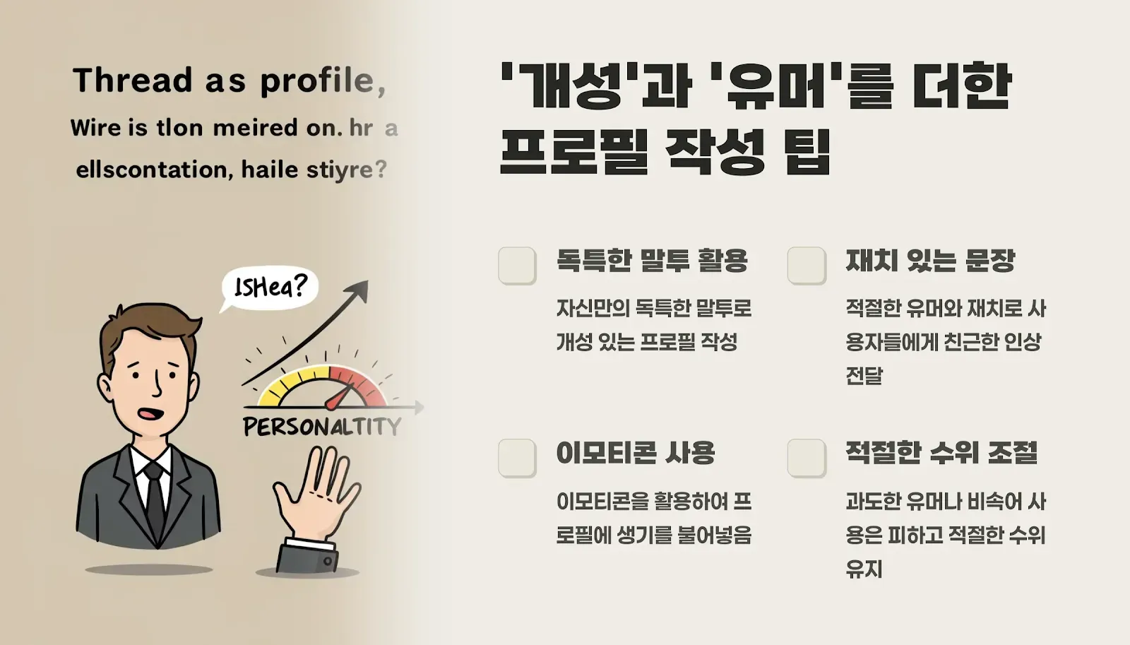 프로필 비법 3: 개성과 유머 더하기