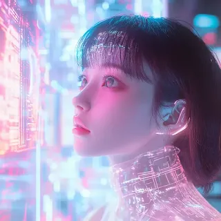 AI 얼굴평가 서비스 받는 여성