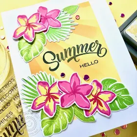 Sunny Studio Stamps: Radiant Plumeria Sun Ray Dies Summer Themed Everyday Card by Lynn Put