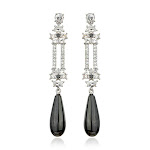 long cz and onyx earring silver