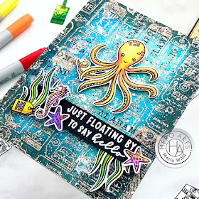 #cardmaking, #cards, #craft, #create, #distressoxideinks, #diy, #handmadecards, #ink, #mixedmedia, #paper, #stamp, Cardbomb, Hero Arts, maria willis, My Monthly Hero Kit August 2020, Tim Holtz, #ocean, #octopus, #copicmarkers, #copics 