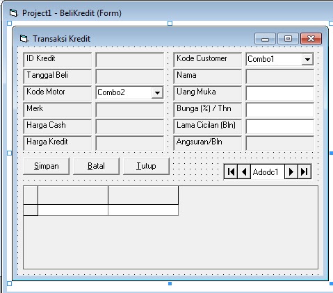 Source Coding Program Pembayaran Kredit Kendaraan Lengkap Di Visual Basic 6.0