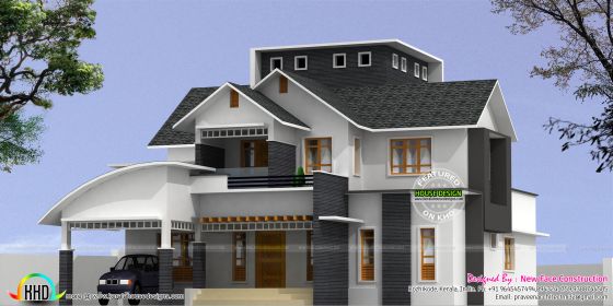 Sloping roof 2968 sq-ft 4 bedroom home