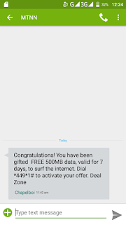 Mtn Free 500mb and 1gb data