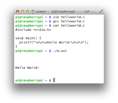 Hello World on Raspbian on Raspberry Pi