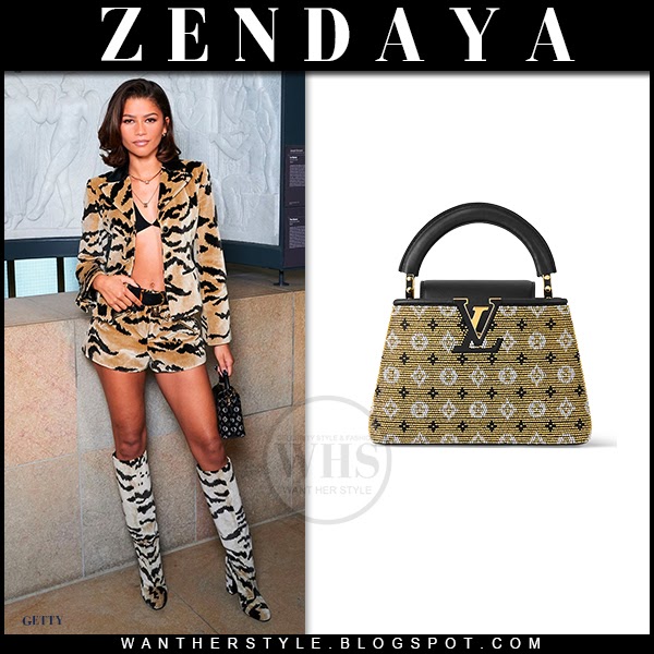Zendaya in a Leopard-Print Coat and Chanel Bag