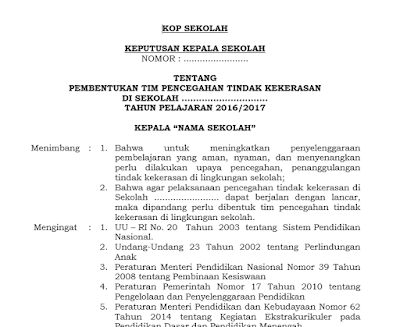 SK Tim Pencagahan Kekerasan di Sekolah