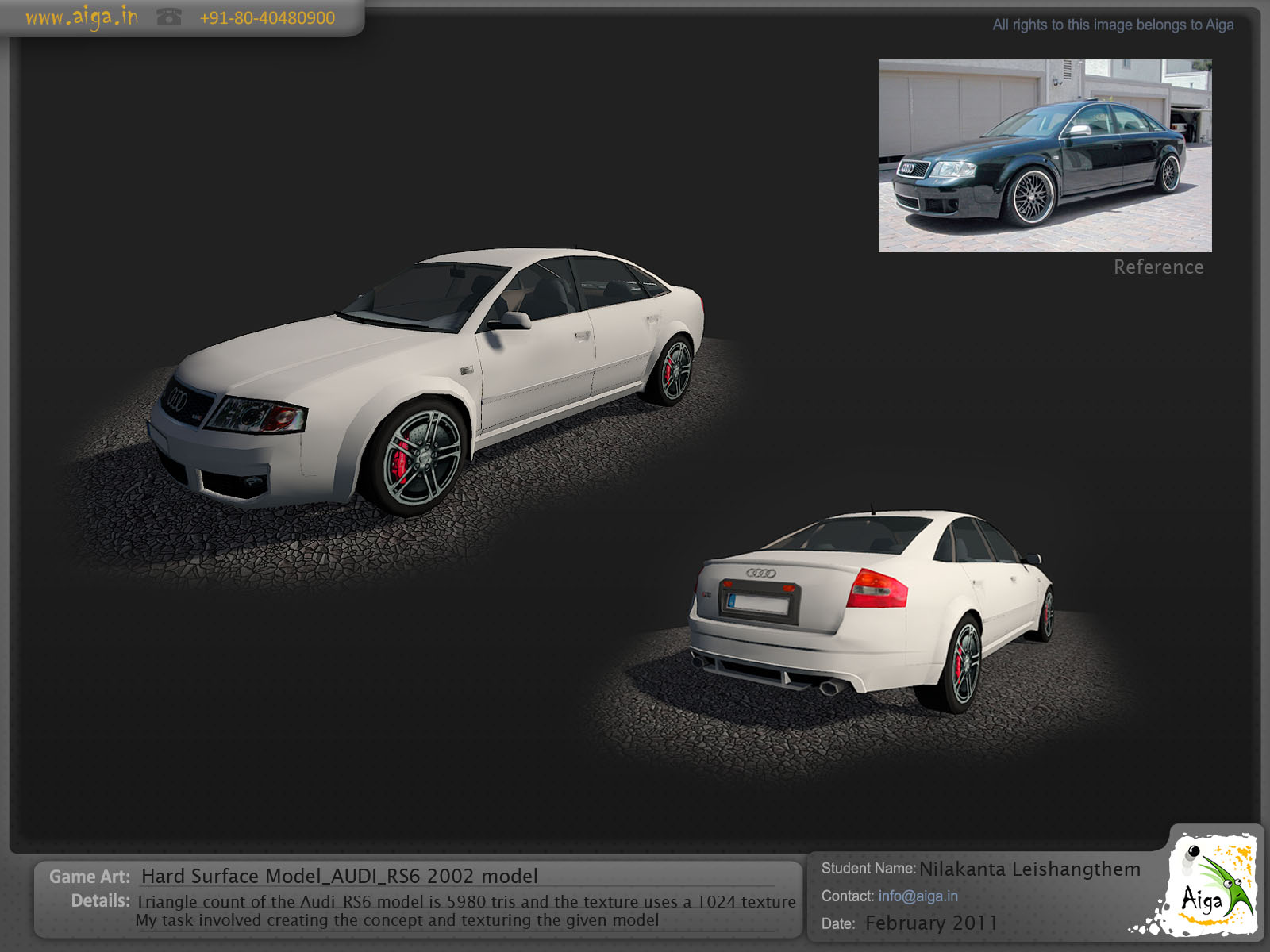 Hard surface car model name Audi RS6 2002 model