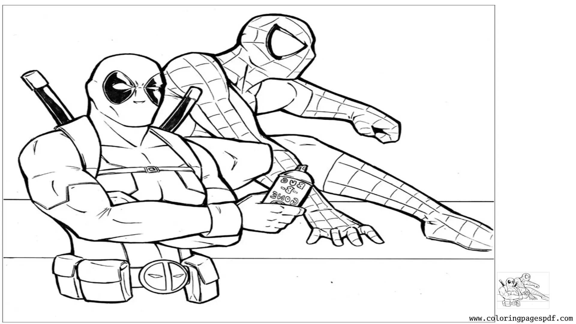 Coloring Page Of Spiderman And Deadpool