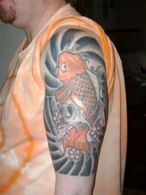 Tattoo Designing Of Koi Fish. Label: Tattoo Designing