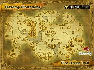 A map of the Northern Mesa / Fire Drake Trail, an area in The Legend of Legacy.