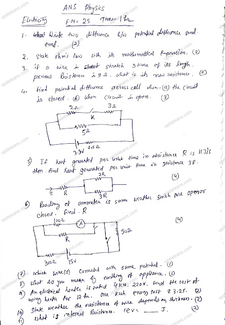 Class 10 Physics Electricity Test FM 25