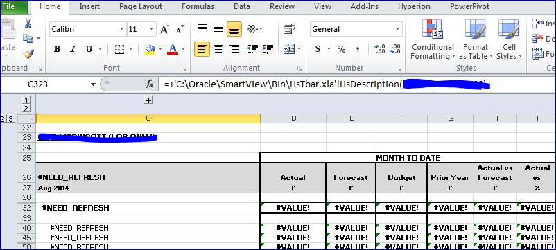 World Of Epm How To Resolved If In Every Excel Cell Its Showing Hstbar Xla Full Path While Refreshing Smartview Templates
