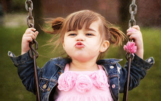 Cute Little Baby Girl Swing And Kiss HD Wallpaper