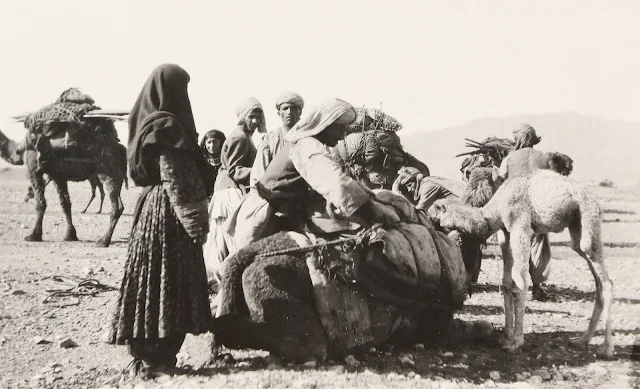 Afghan nomads loading their camels, NWFP, 1930s