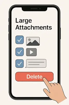 iPhone에서 메시지 첨부파일을 삭제하는 장면