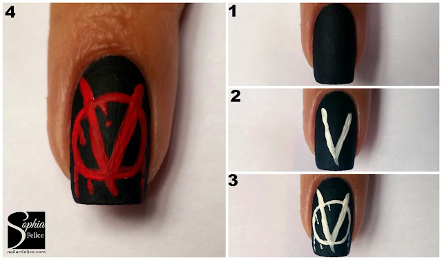 tutorial nail art v for vendetta 03