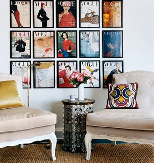 This Vogue vintage cover wall from Domino Magazine was a great inspiration