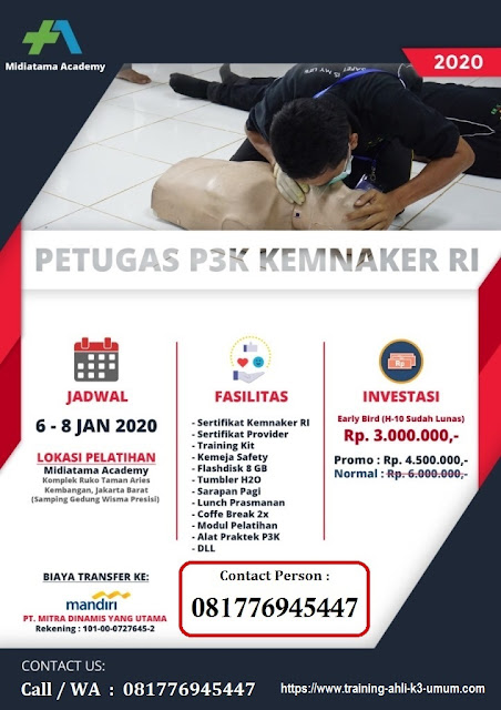 Petugas P3K murah tgl. 6-8 Januari 2020 di Jakarta