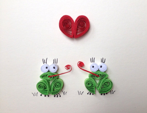 handmade card with simple animal quilled