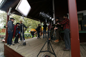 Jini Dellaccio photographs the Moondoggies at the Snoqualmie Depot