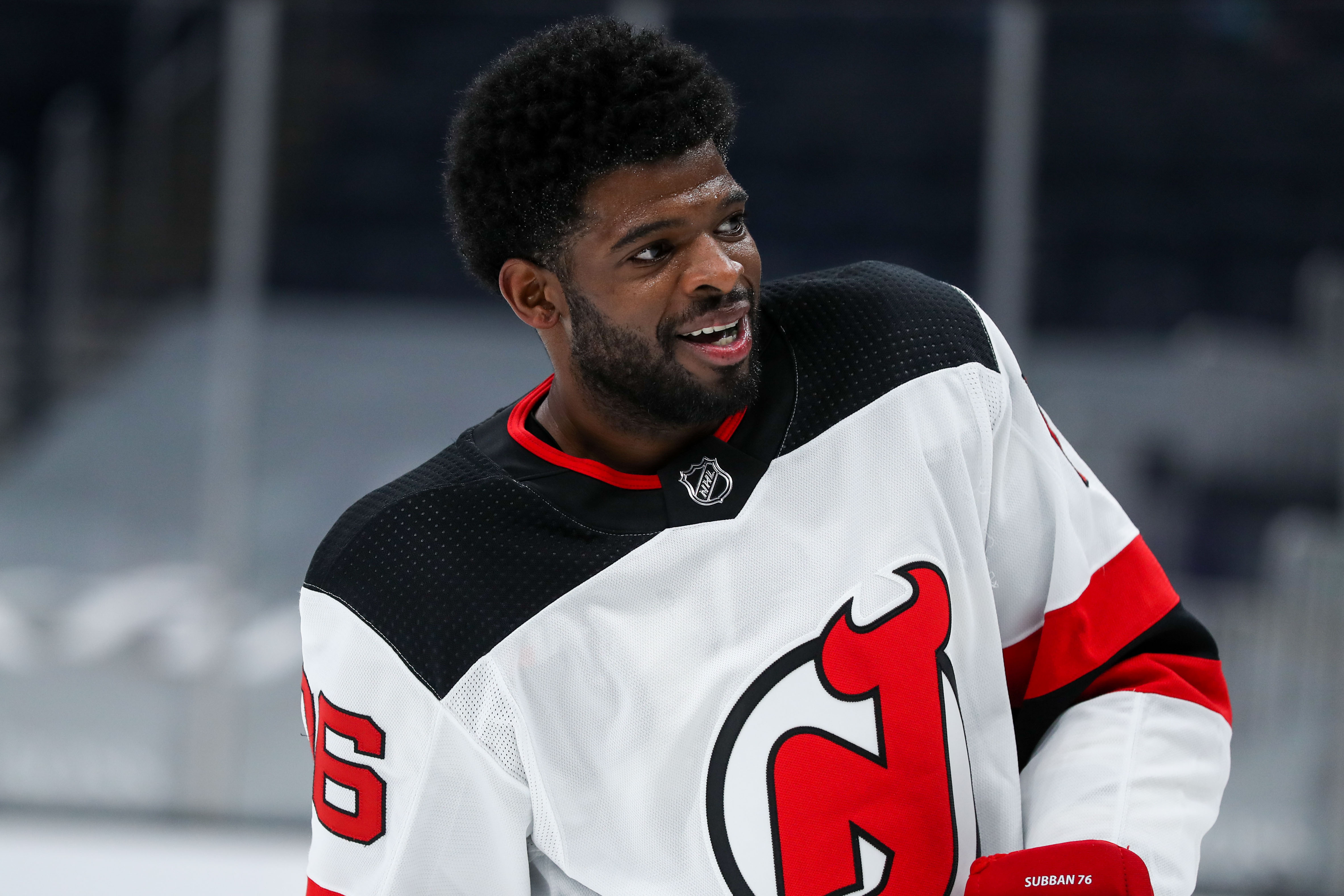 New Jersey Devils defenseman P.K. Subban (76) holds Florida