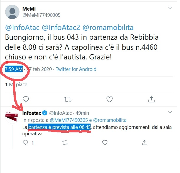 Situazione del trasporto pubblico di Roma di giovedì 27 febbraio