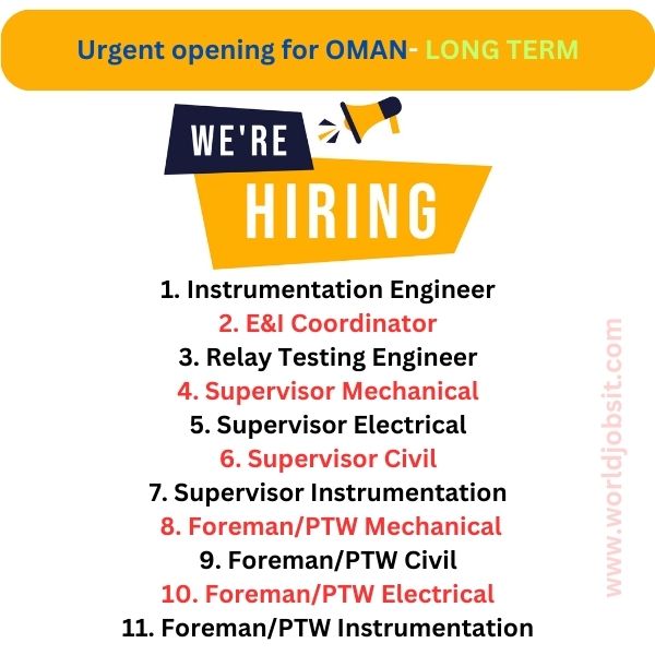 Urgent opening for OMAN- LONG TERM