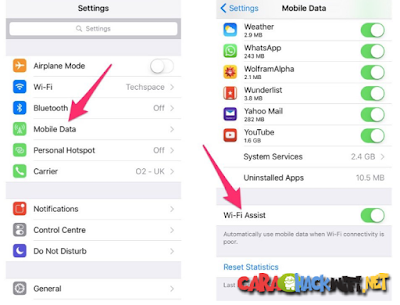 Matikan fitur Wifi Assist di iPhone untuk menghemat kuota