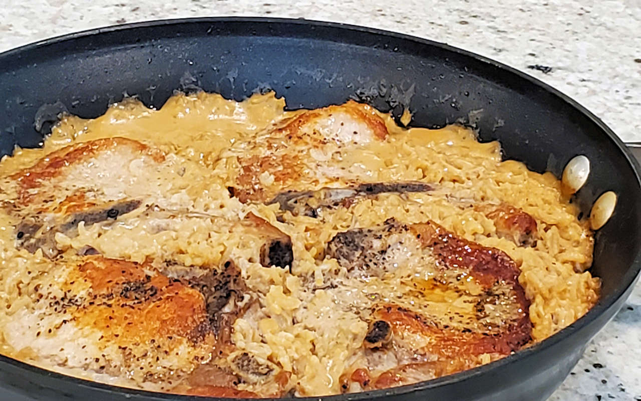 Grilled Teriyaki Pork Chops with Stir Fried Vegetables and Rice