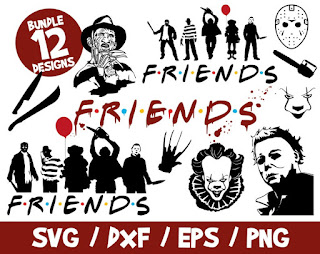 Friends Halloween SVG, Horror Movies SVG, Halloween Bundle, Horror, Freddy Krueger, Jason, It, Pennywise, Michael Myers, Friday 13th