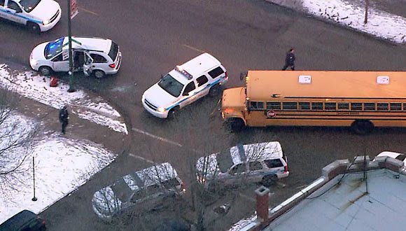 taxi clipped a school bus