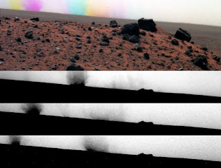 The panoramic camera (Pancam) on NASA's Mars Exploration Rover Spirit was taking exposures with different color filters during the 1,919th Martian day.