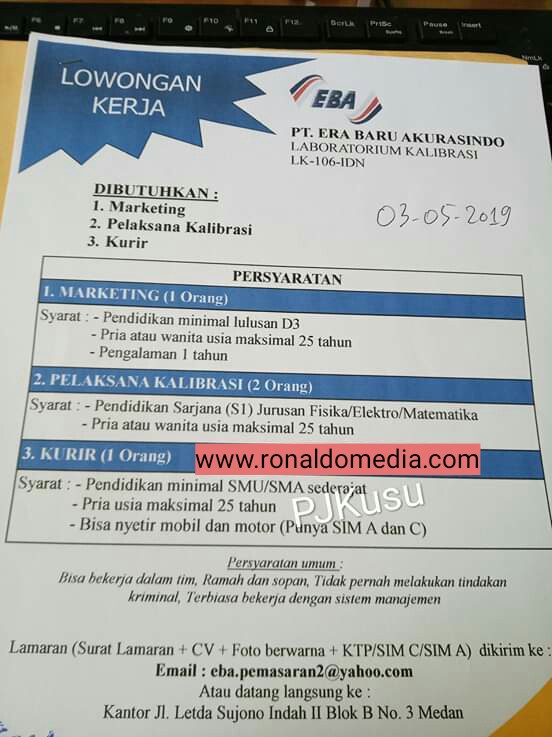 Lowongan Kerja Medan Di Pt Era Baru Akurasindo Loker Medan Desember 2019