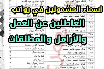 اسماء المشمولين في الرعاية الاجتماعية الفئات العاطلين عن العمل والأرامل والمطلقات الى مختلف المحافظات